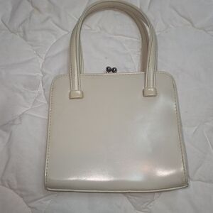 Vintage Style Cream Kiss Lock Mini Handbag Retro Top Handle Purse